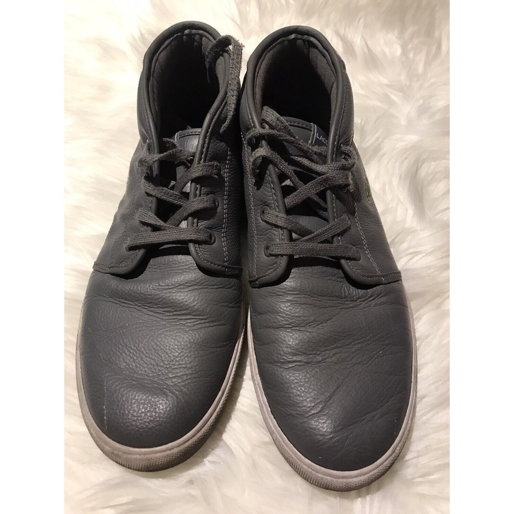 LACOSTE AMPTHILL Men Boots Chukka Leather Ankle Sneaker Logo Gray Size 9.5
